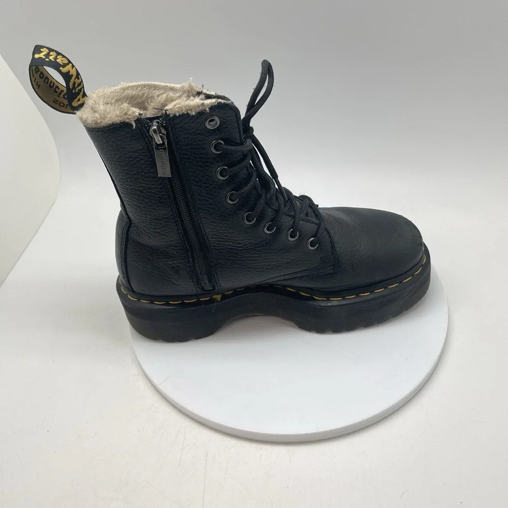 Dr Martens Boots Womens Size 8 Jadon Faux Fur Lined Black Leather Ankle Platform - Picture 5 of 9